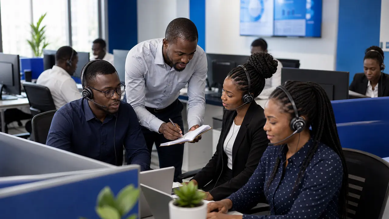 Équipe Webtel en opération de relation client à Dakar